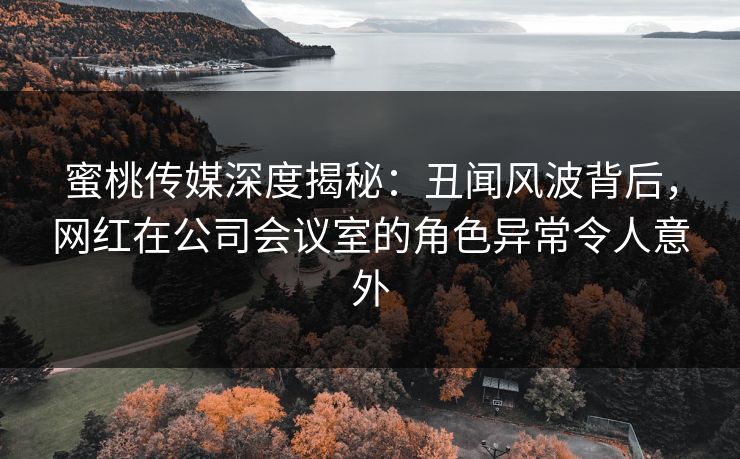 蜜桃传媒深度揭秘：丑闻风波背后，网红在公司会议室的角色异常令人意外